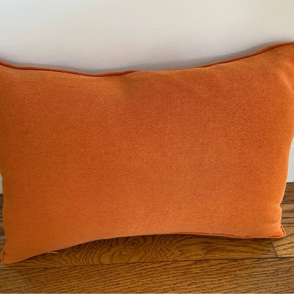 High-End Burnt Orange Linen Lumbar Pillow Cover 14x19 | Tassel Accent Luxe Decor